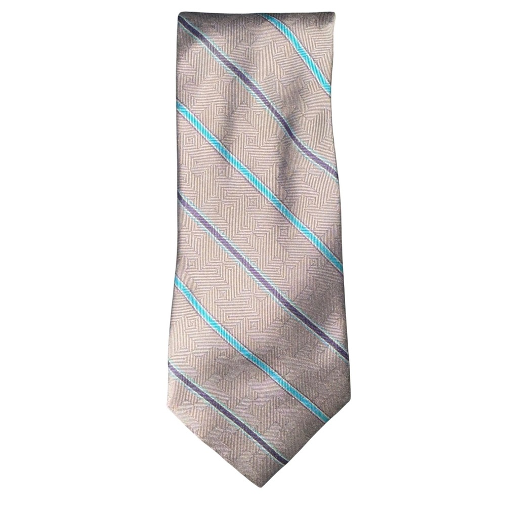 Vintage Black Smith Mens Silk‎ Blend Striped Necktie Geometric Made USA